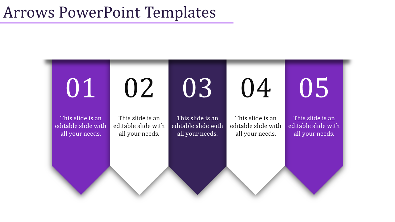 A five noded arrows powerpoint templates